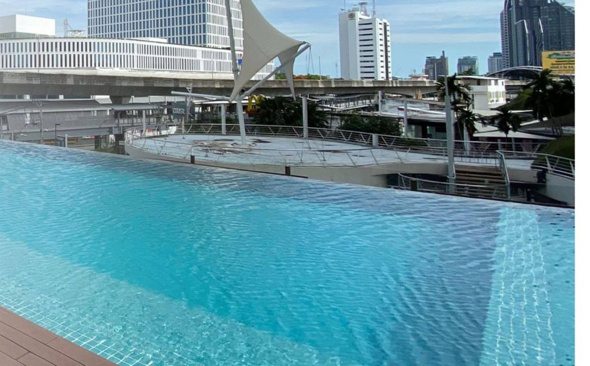 Rooftop pool looking toward BTS Bang Na